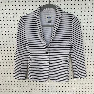 Old Navy Black and White Striped Knit Blazer XSmall TP